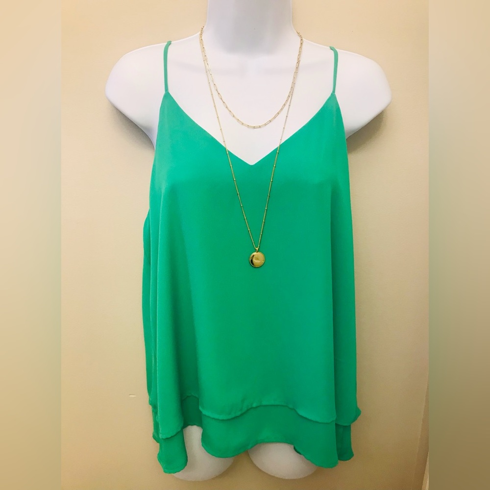 GB (Gianni Bini) Green Spaghetti Strap Blouse